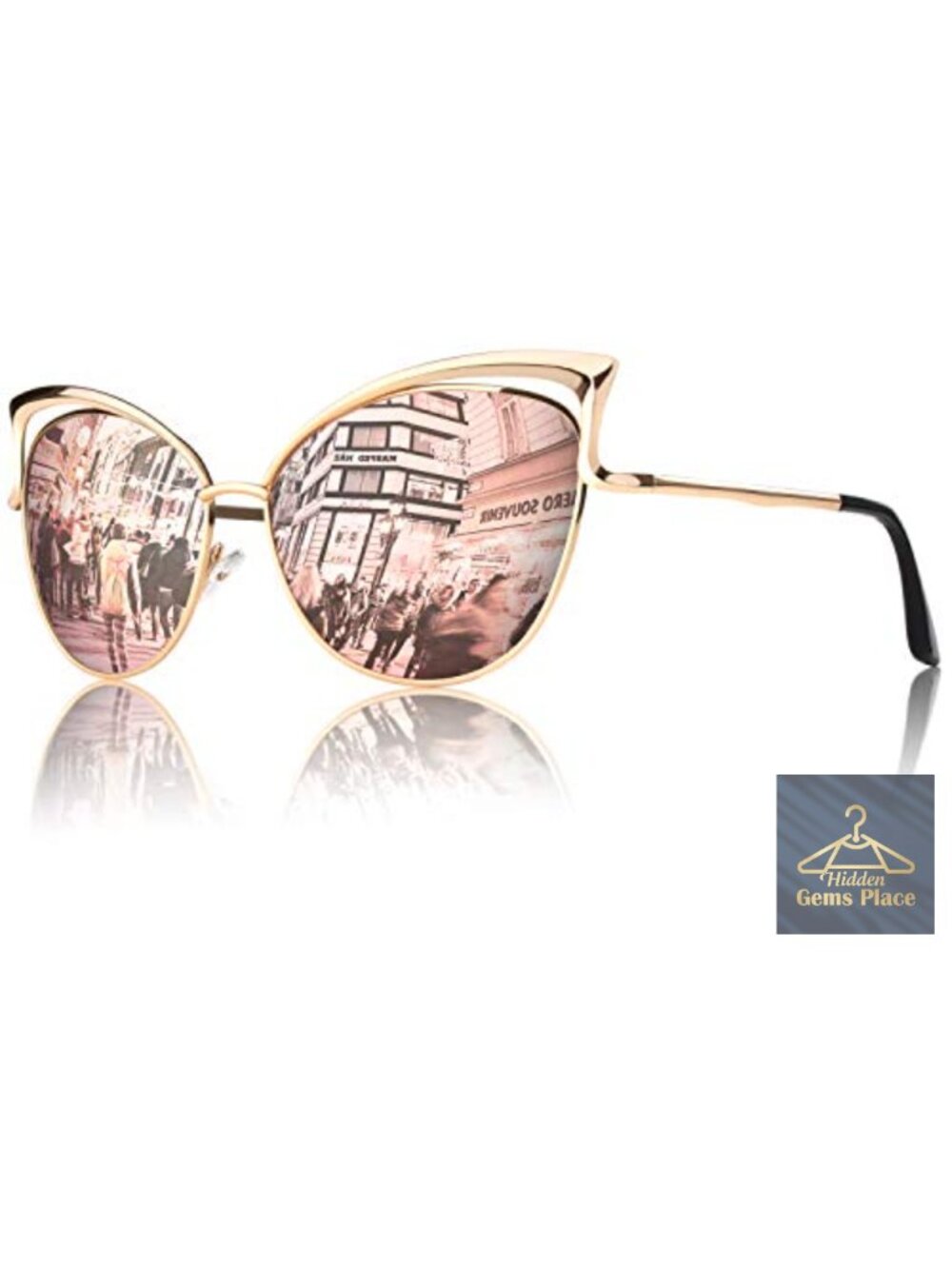 Polarized Cat Eye Sunglasses Oversized UV400 Metal Frame Shield Retro